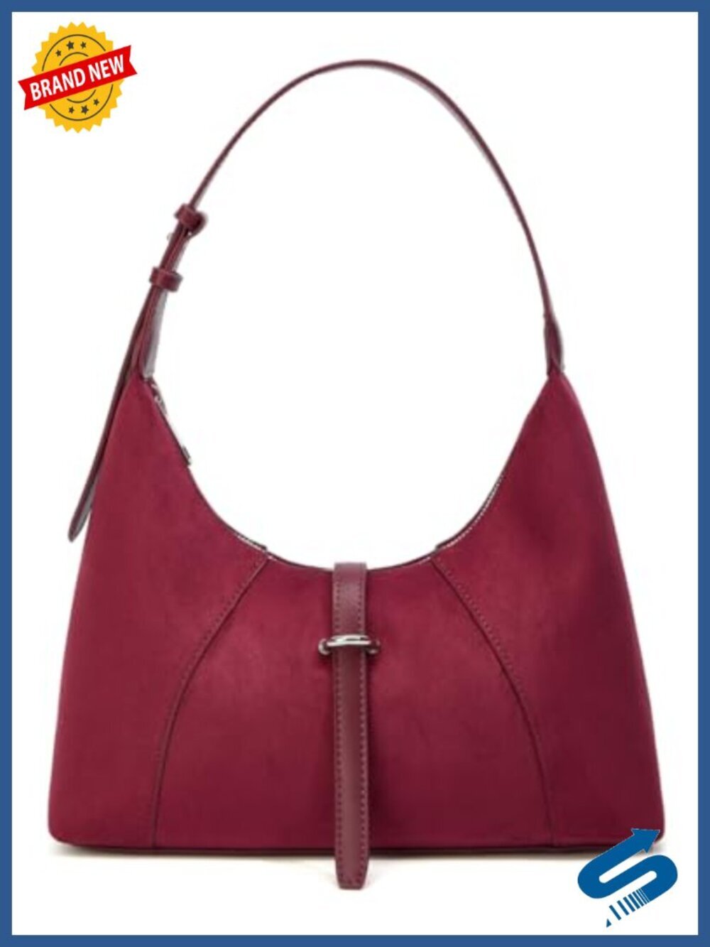 Suede Crescent Shoulder Bag Adjustable Crossbody Small Hobo Purse